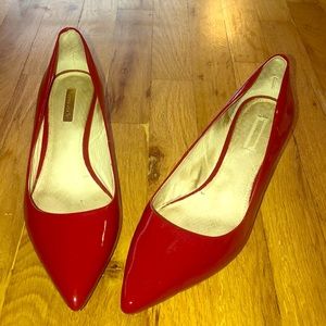 Red patent leather kitten heels